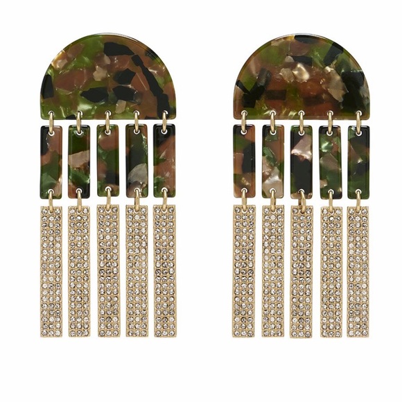🆕 INDIA HICKS tortoise-shell-camo drop earrings🐢 - Picture 1 of 1
